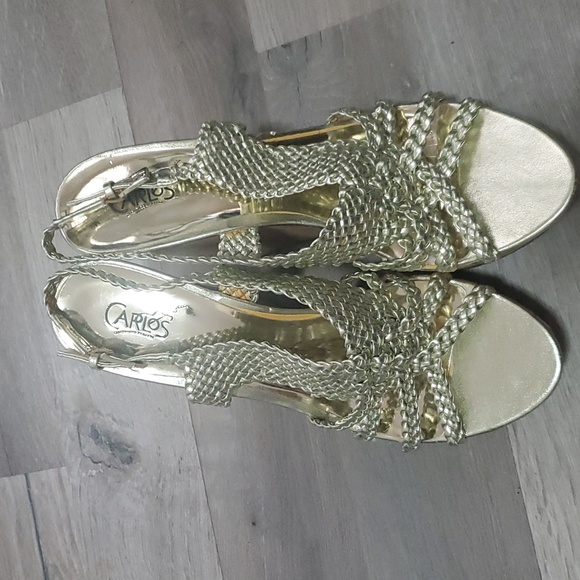 Carlos Santana Gold Wedge Sz 9 - Picture 2 of 5